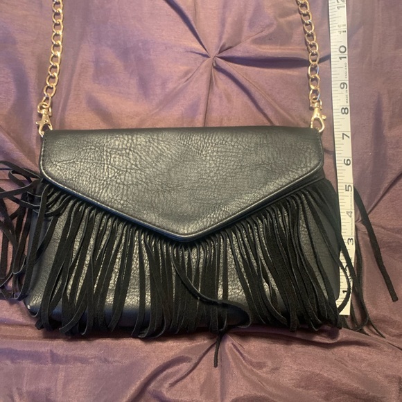 Leather Clutch With Fringe - Picture 3 of 7